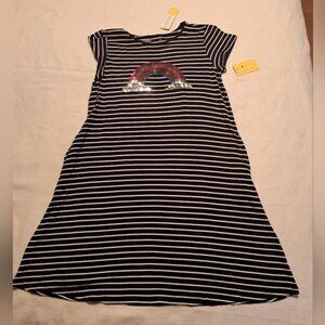 Rumi & Ryder Aderyn girls size 12-14 Large graphic dress girls blue & white NWT